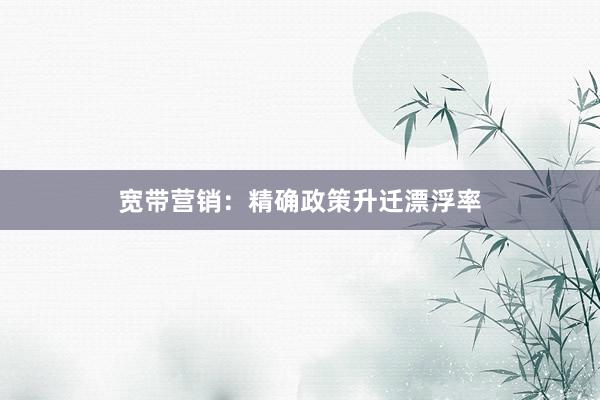 宽带营销：精确政策升迁漂浮率